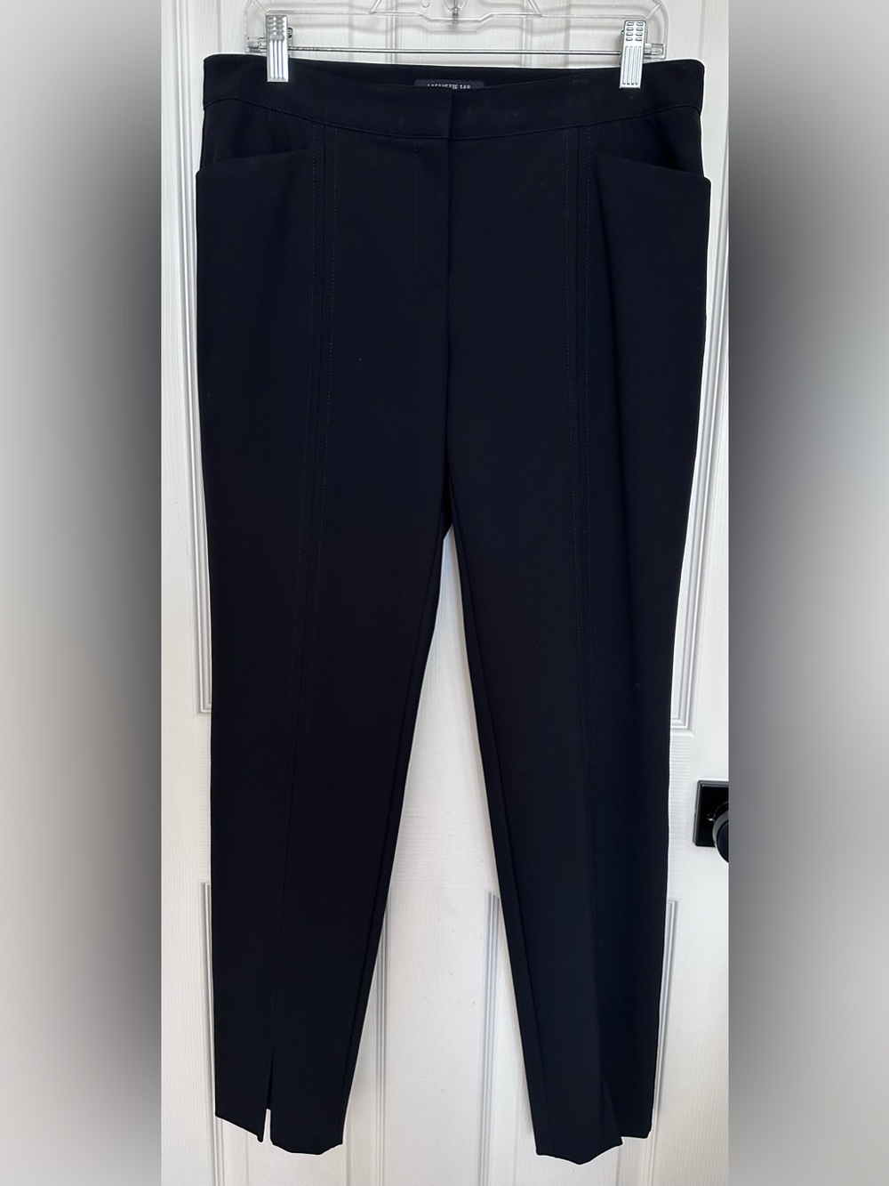 Lafayette 148 New York Black Slim Ankle Pants w/Ankle Slit Size 10